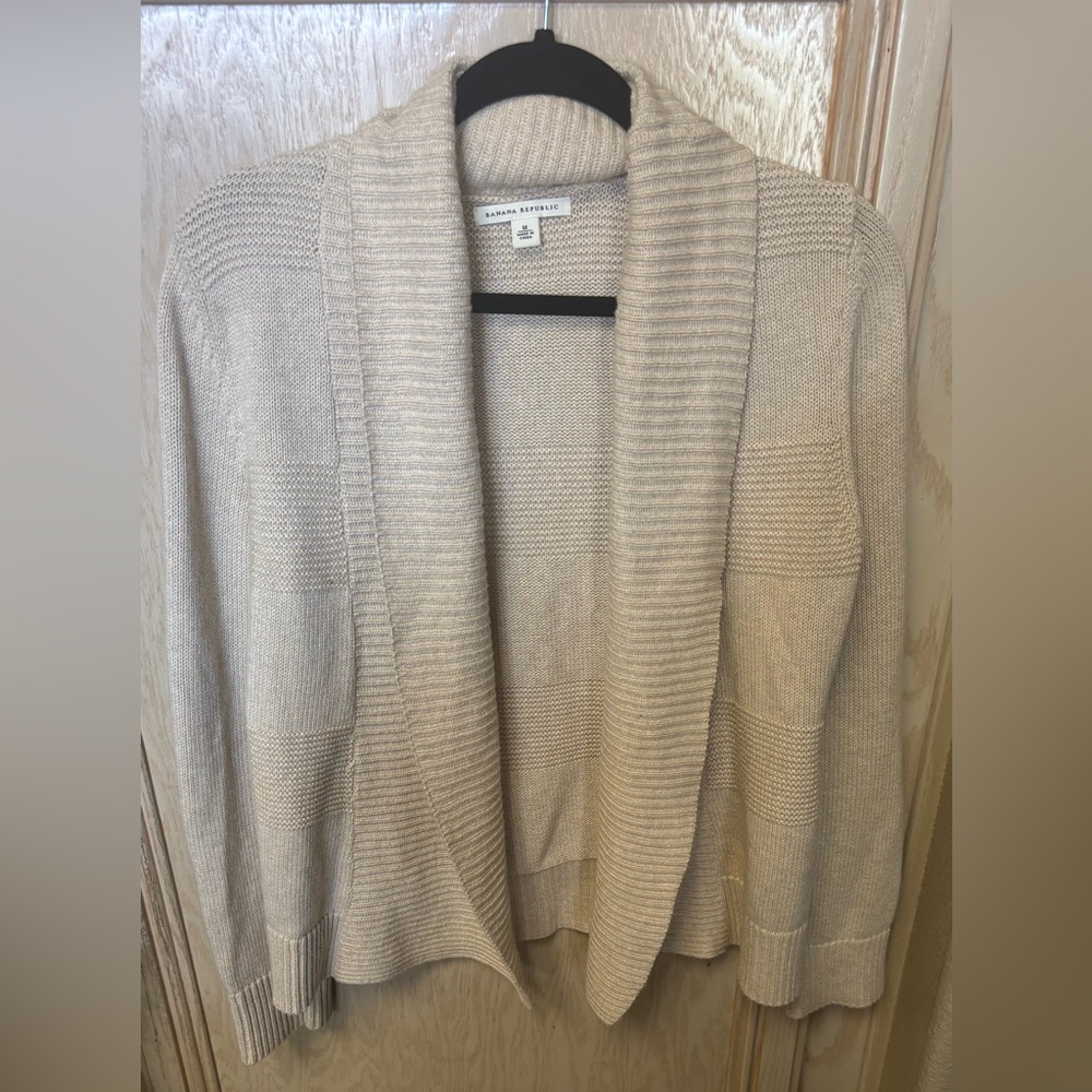 Banana Republic Open Front Cardigan Sweater Med Women Knit Cashmere Cotton Blend